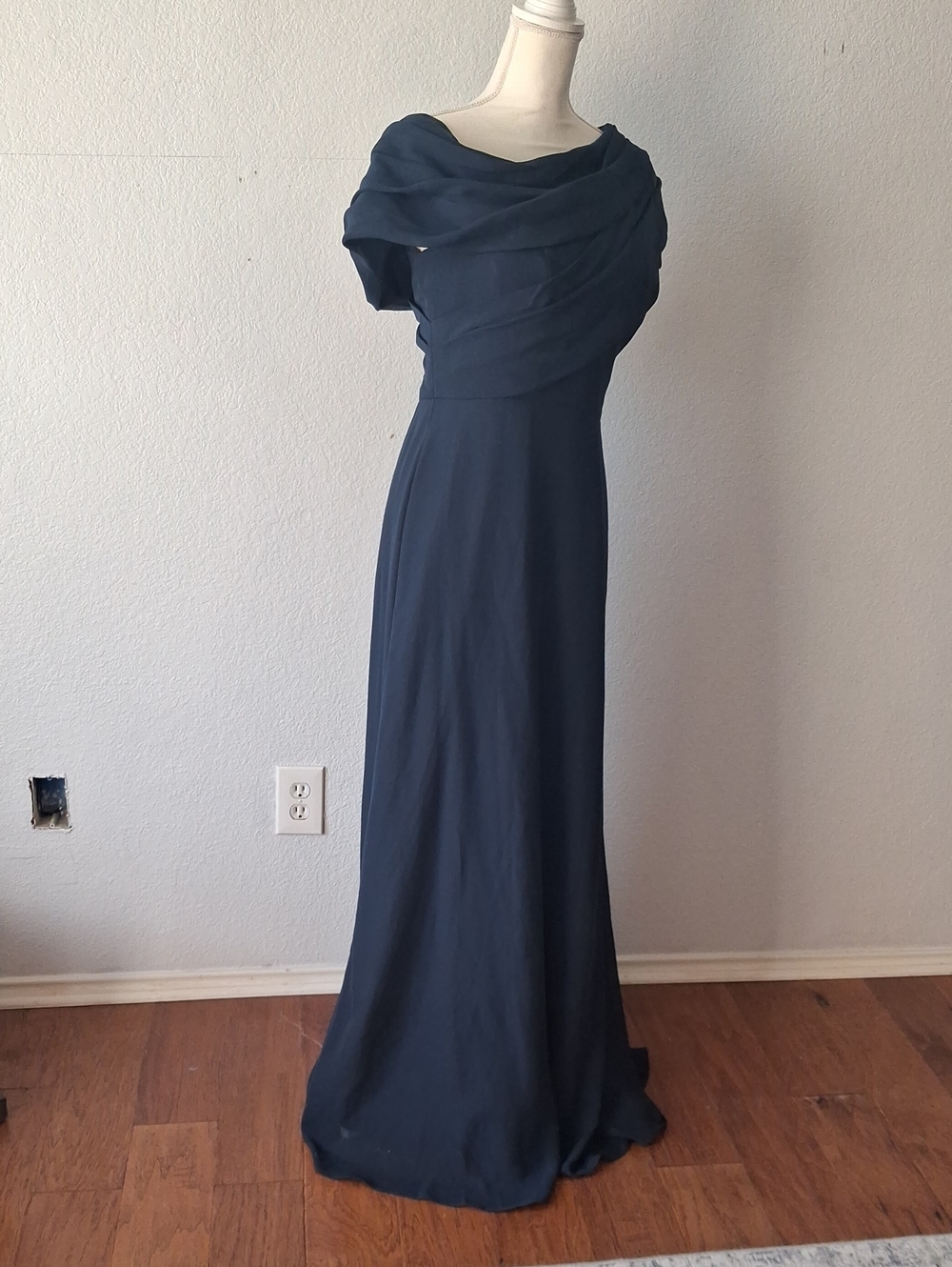 JJs House Navy Off-Shoulder Maxi Gown
